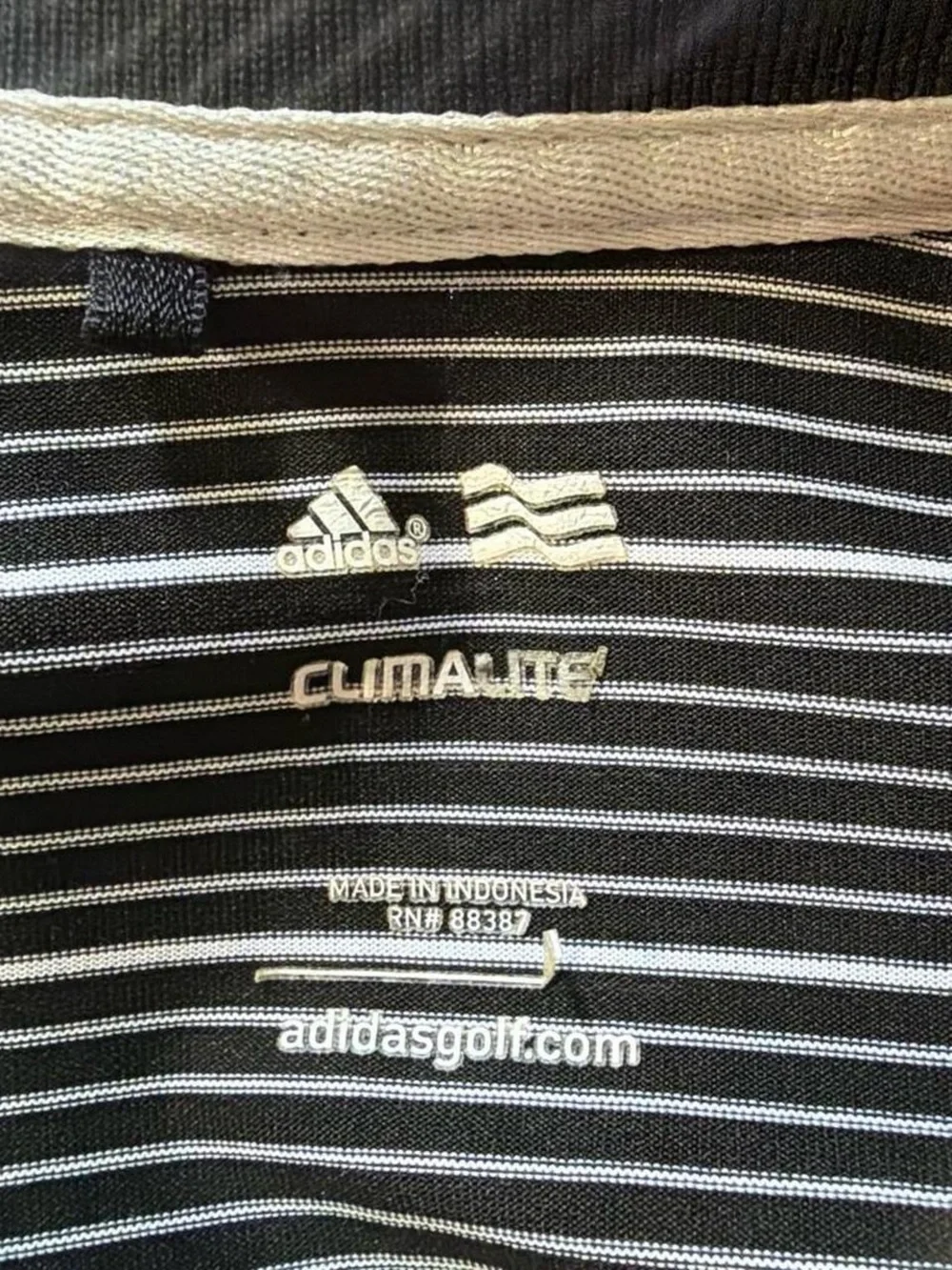 Men's Black and White Striped Polo Golf Shirt